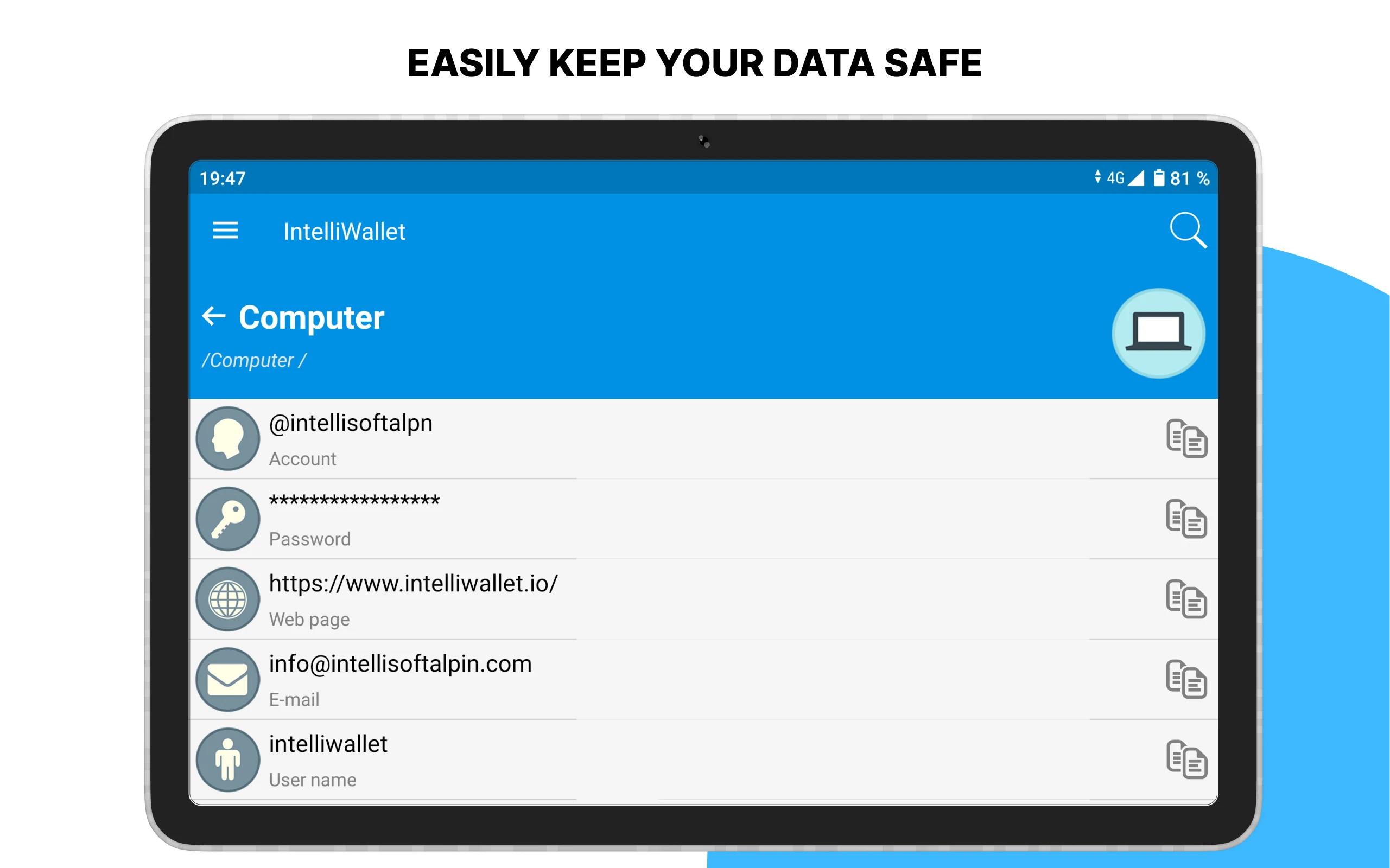 IntelliWallet Password Manager screenshot